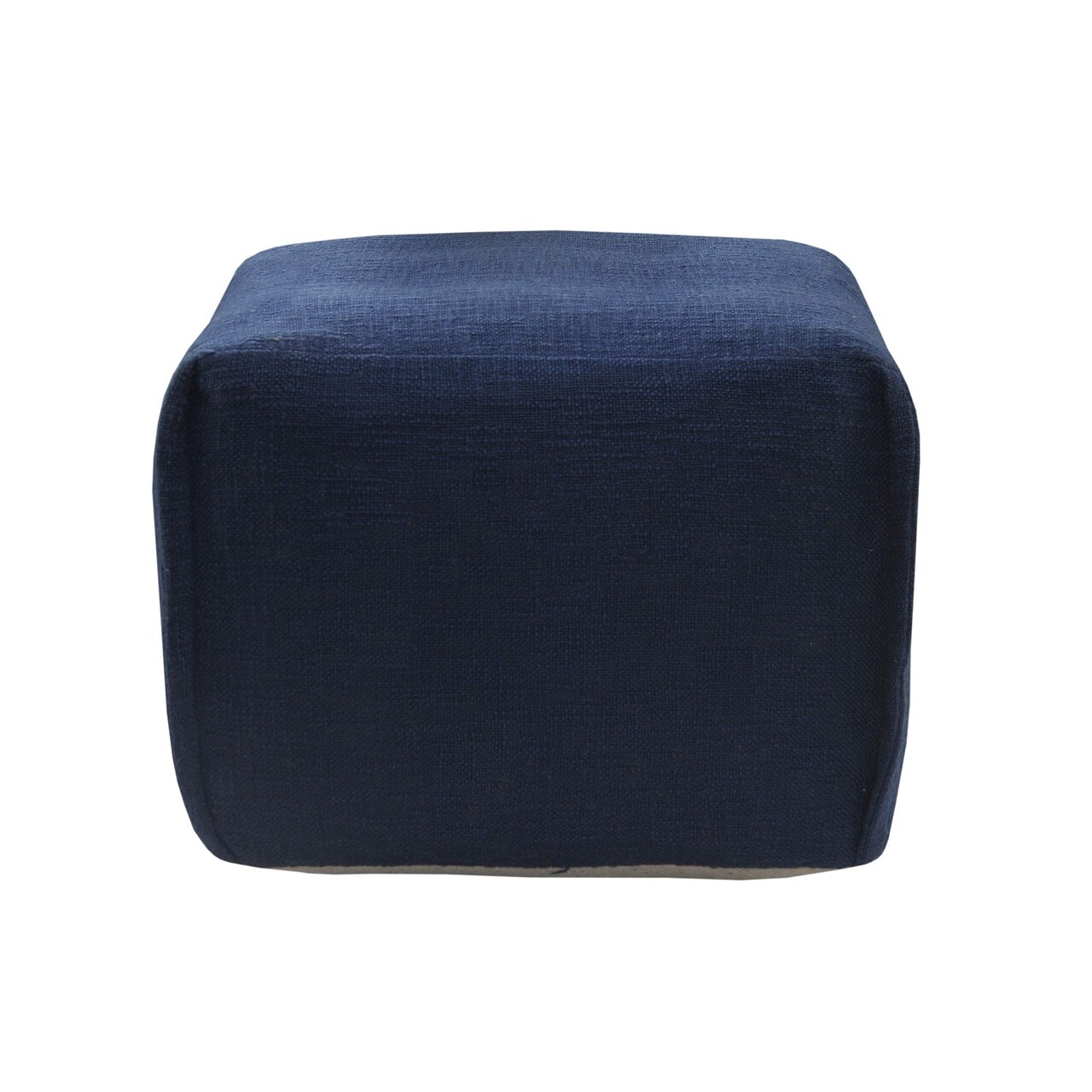 Laddha Home Designs 18" Navy Blue Solid Pleated Handcrafted Square Pouf Ottoman